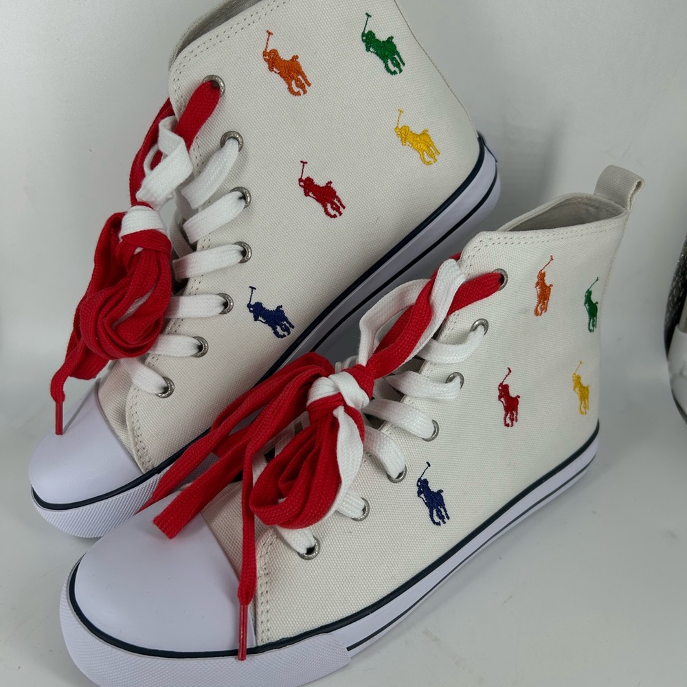 Polo by Ralph Lauren Kids' Sneakers - White with Multicolor Embroidery